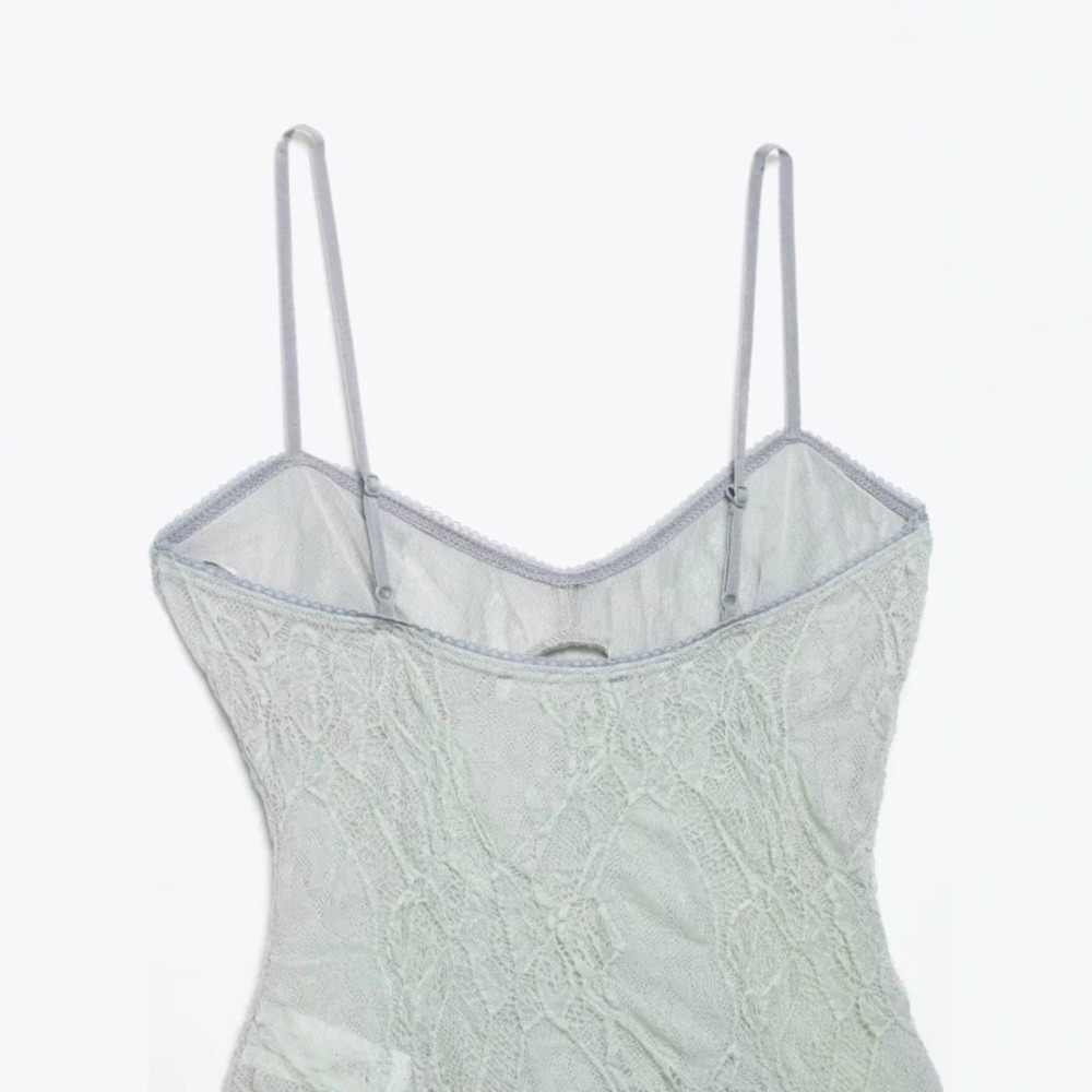 ZARA Sexy Lace Patchwork Spaghetti Strap Bodysuit